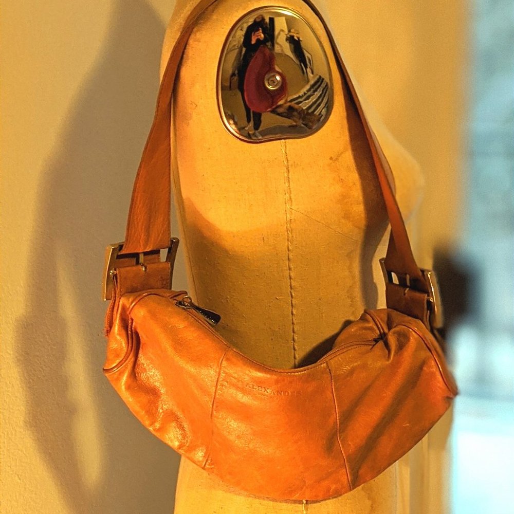 Camel Italian Leather small satchel